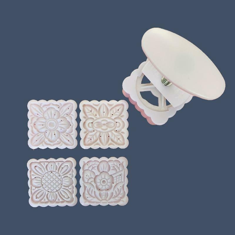 125g 4pcs Flower stamps Square Moon Cake Mould