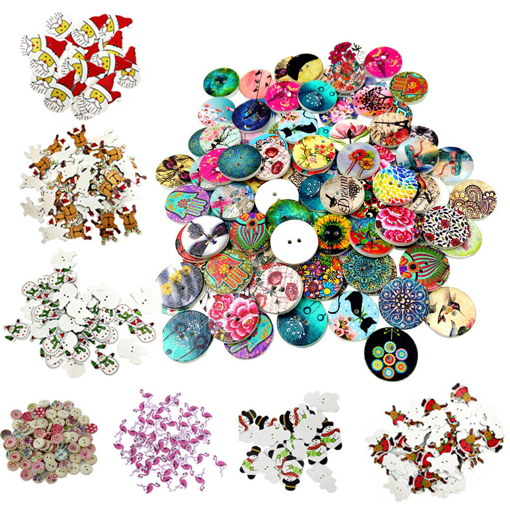 50Pcs Lovely Cartoon Animal Wood Buttons DIY Flamingo Boutons For Kids Baby