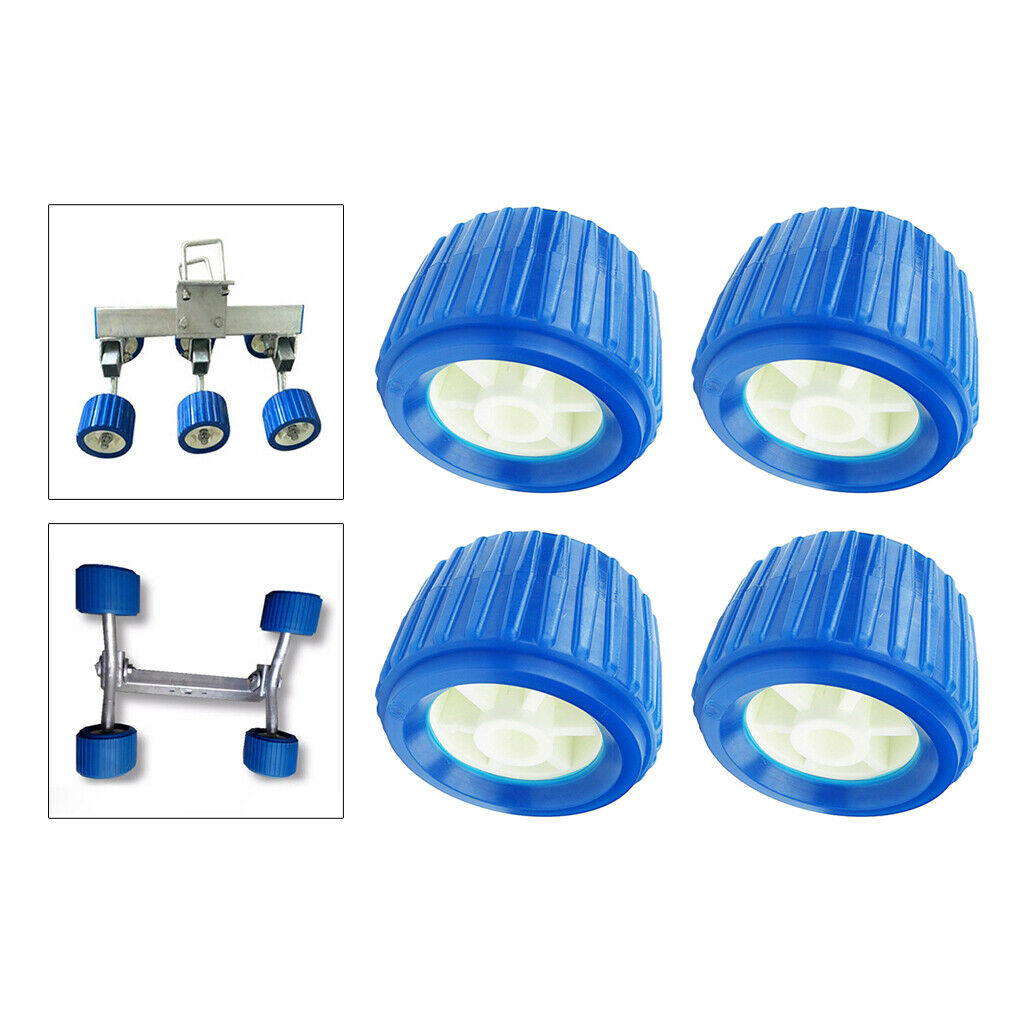 4 Pieces Boat Trailer Roller Ribbed Wobble Roller Plastic Kit 110x75x19mm
