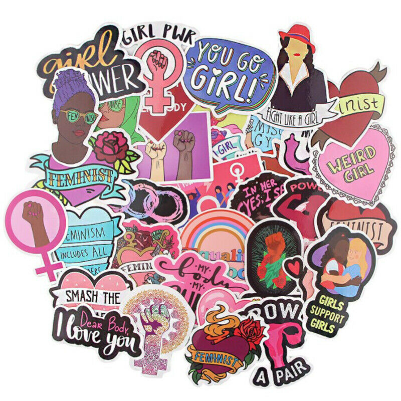 35pcs Feminism Cartoon Waterproof Kids Stickers Guitar Graffiti DIY StickerB Lt