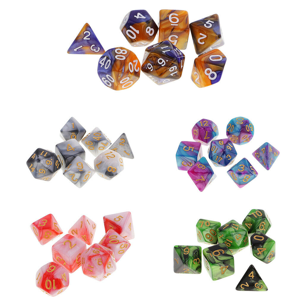 7 Acrylic Dice Polyhedral Dice D4 D6 D8 D10 D12 D20 Roleplay Prop Red White