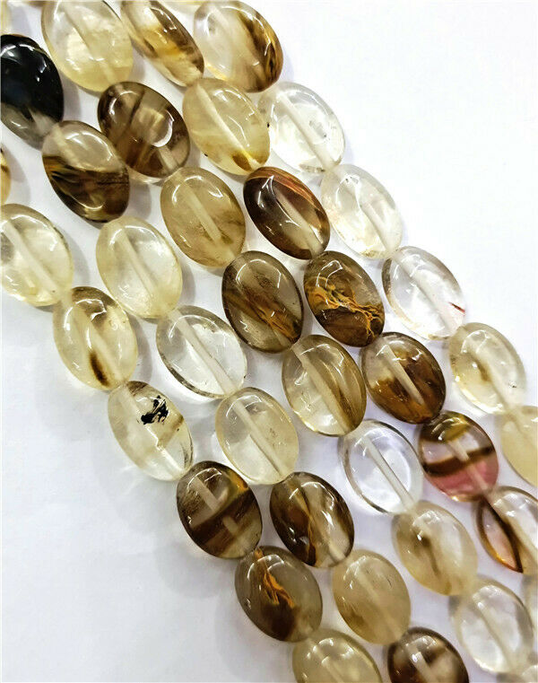 1 Strand 14x10x5mm Brown Fire Cherry Quartz Oval Spacer Loose Beads 15.5" HH7789