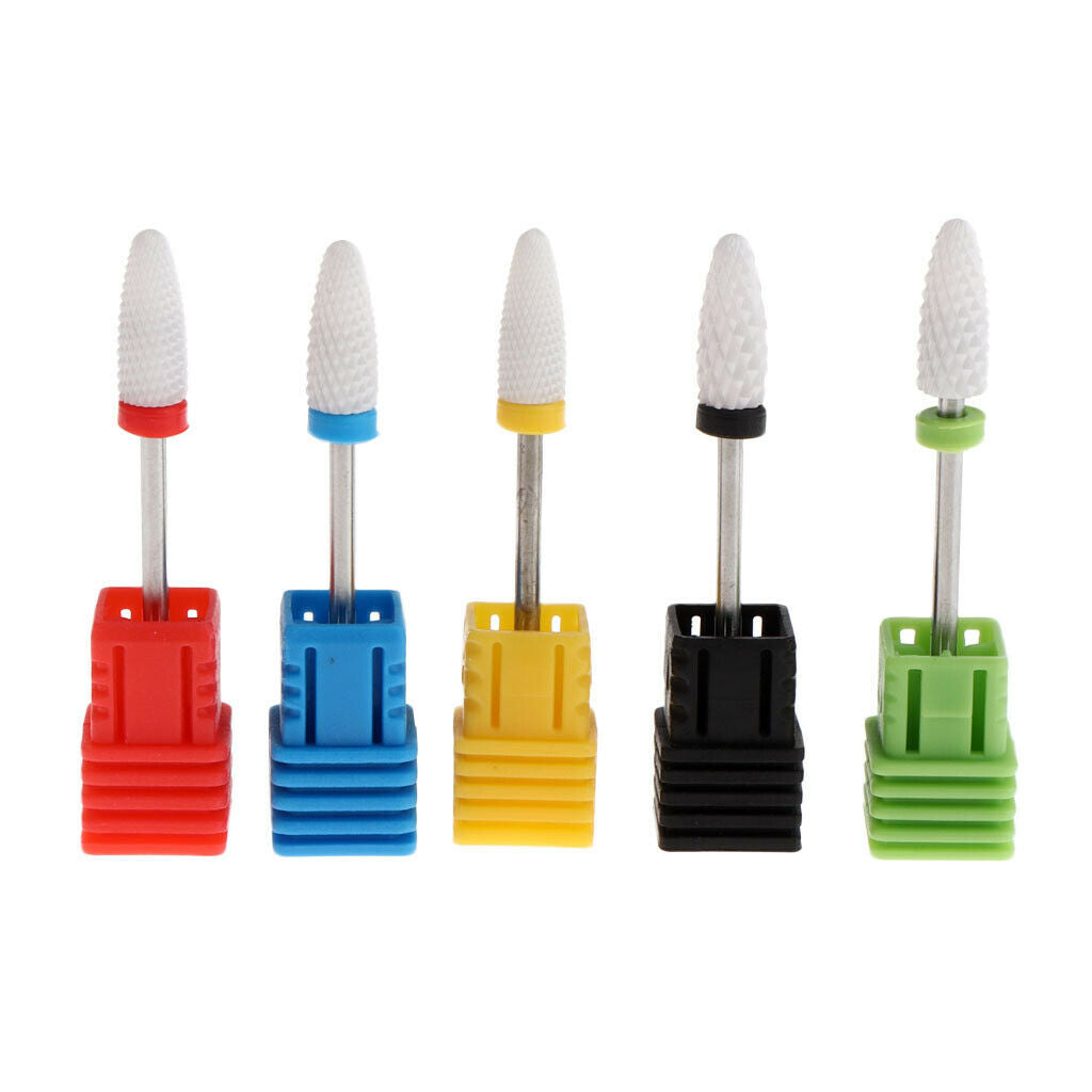 5pcs Manicure Nails Polishing Cuticle Removal Ceramic Nail Art Drill Bit Set