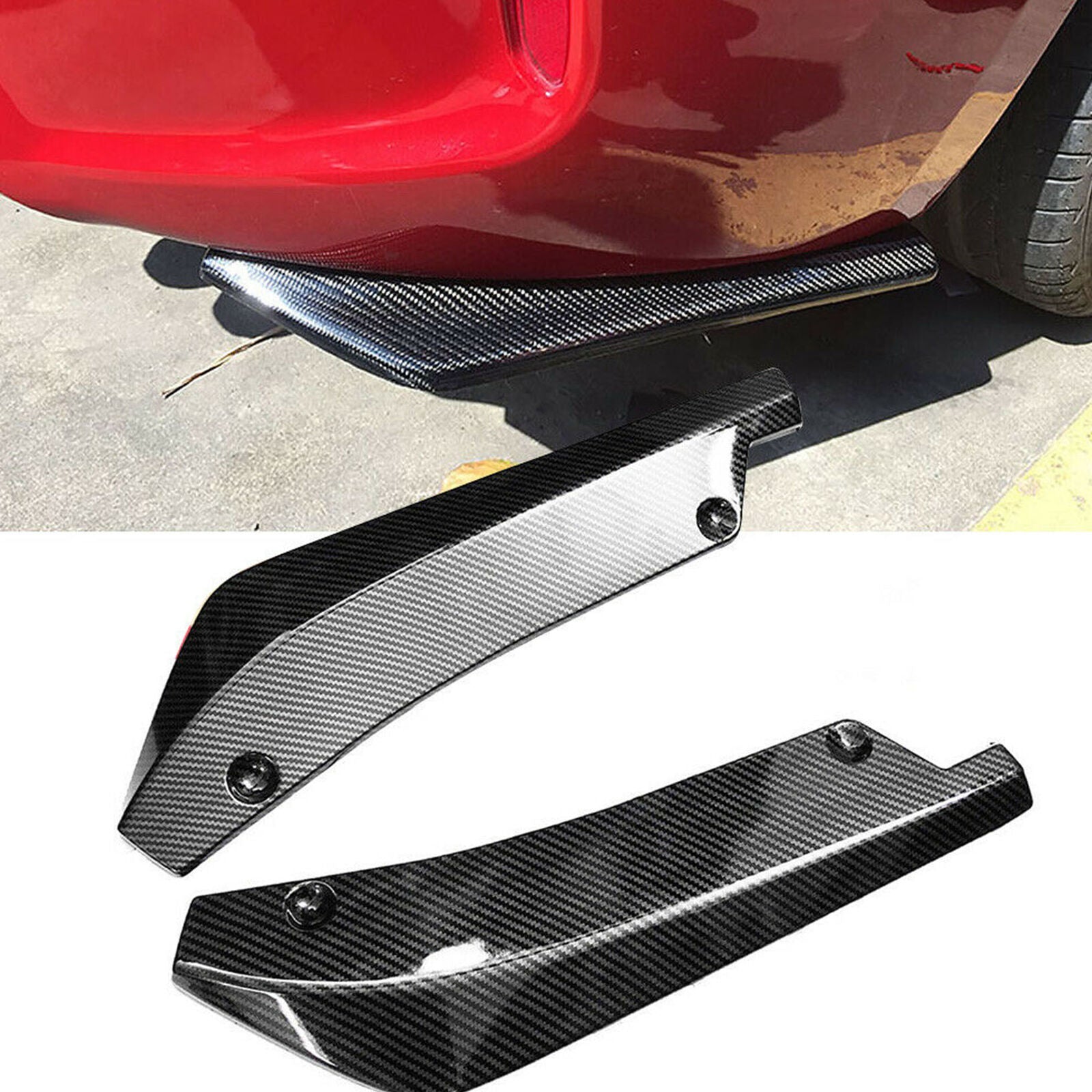 Carbon Fiber 2PCS Rear Bumper Lip Diffuser Splitter Canard Protector Accessories