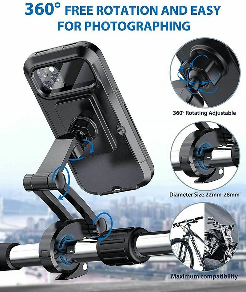 22-28MM Motorcycle Phone Support Waterproof Case Bike Rear View Mirror Stand
