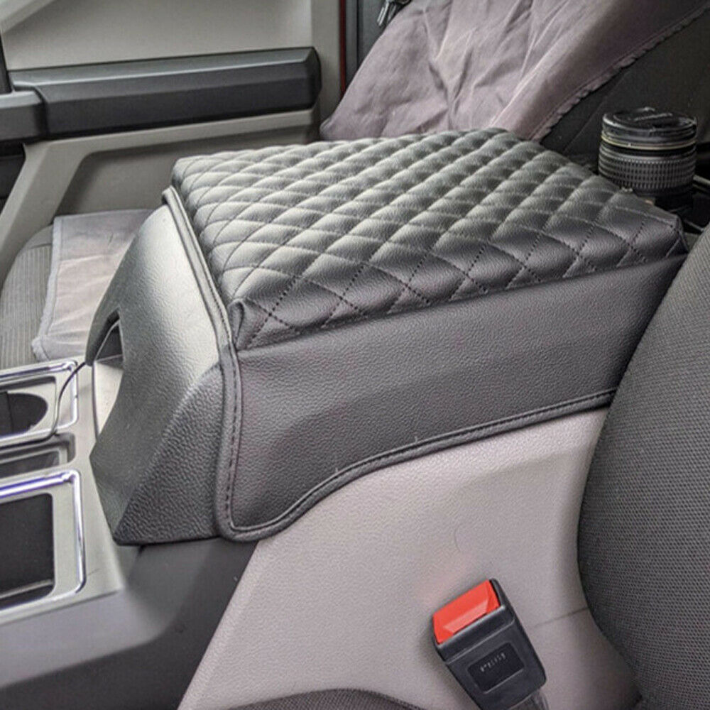 For 2015-2020 Ford F150 Armrest Box Cover Pad Replacement Cushion Black Leather