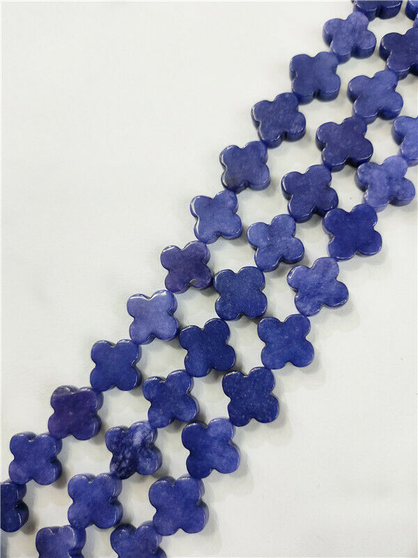 1 Strand 14x4mm Blue Malay Jade Clovers Spacer Loose Beads DIY 15.5inch HH180