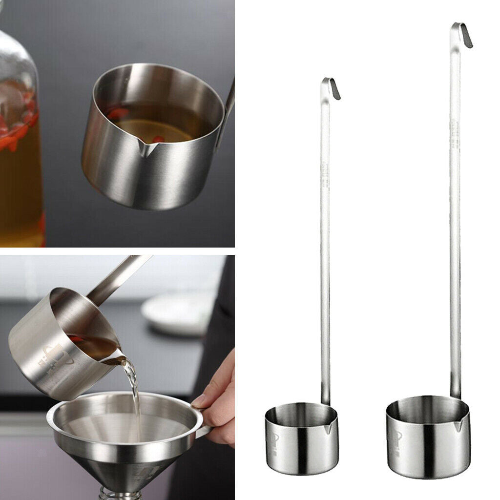 2pcs Wine Pouring Measuring Dipper Ladle Spoon Flat Bottom with Hanging Hook