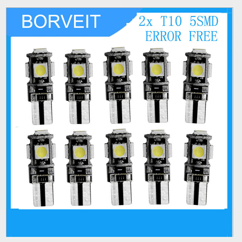 10 X T10 194 168 W5W LED for Interior Map Dome License Plate Light Bulbs White