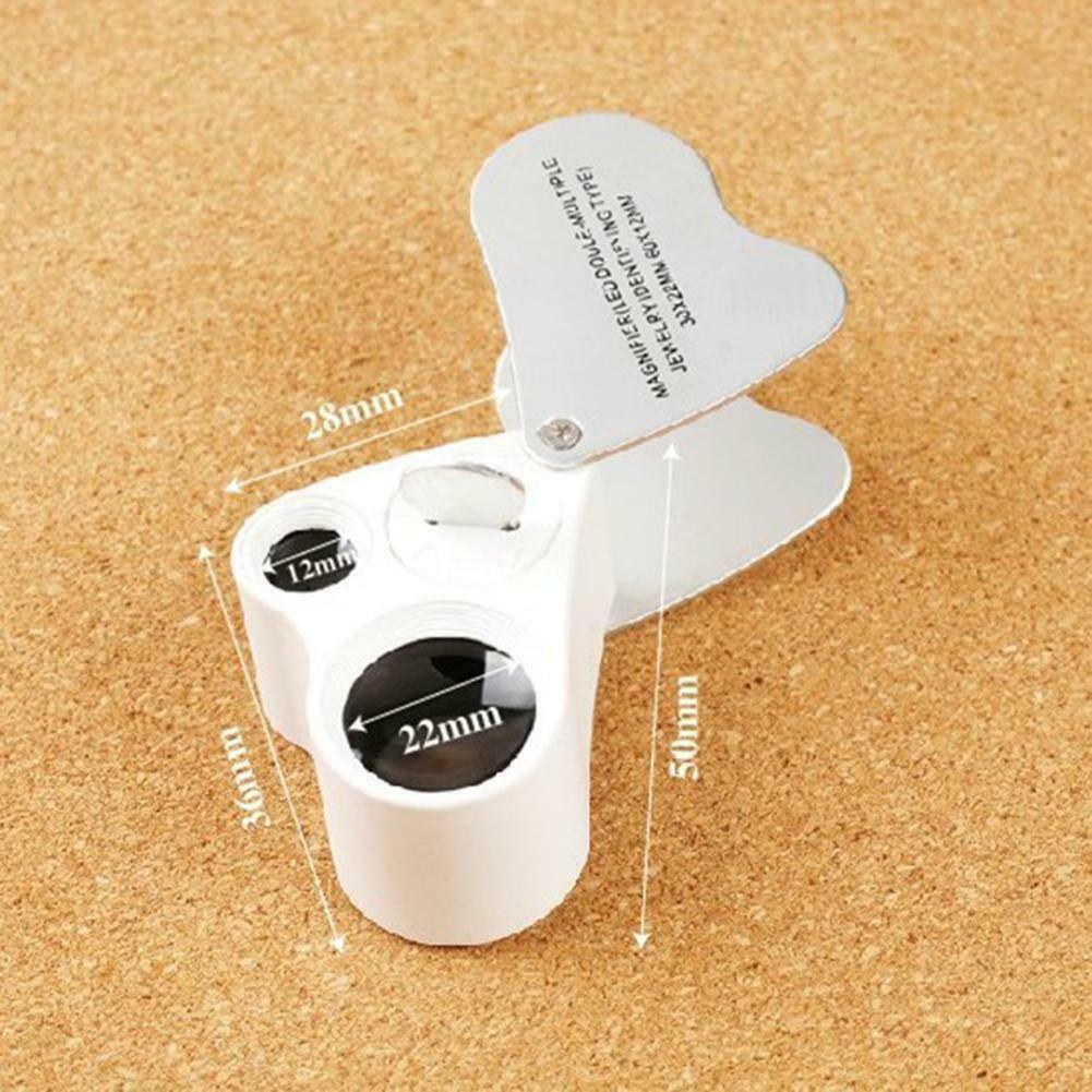 2 LED 30X 60X Glass Magnifying Magnifier Jeweler Eye Jewelry Loupe A#S