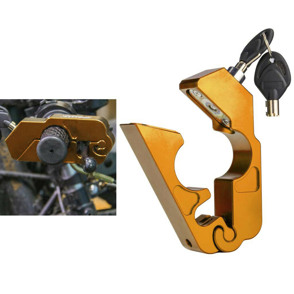 Golden Motorcycle CNC Grip Lock Security Handlebar Brake Lever Lock for Scooters