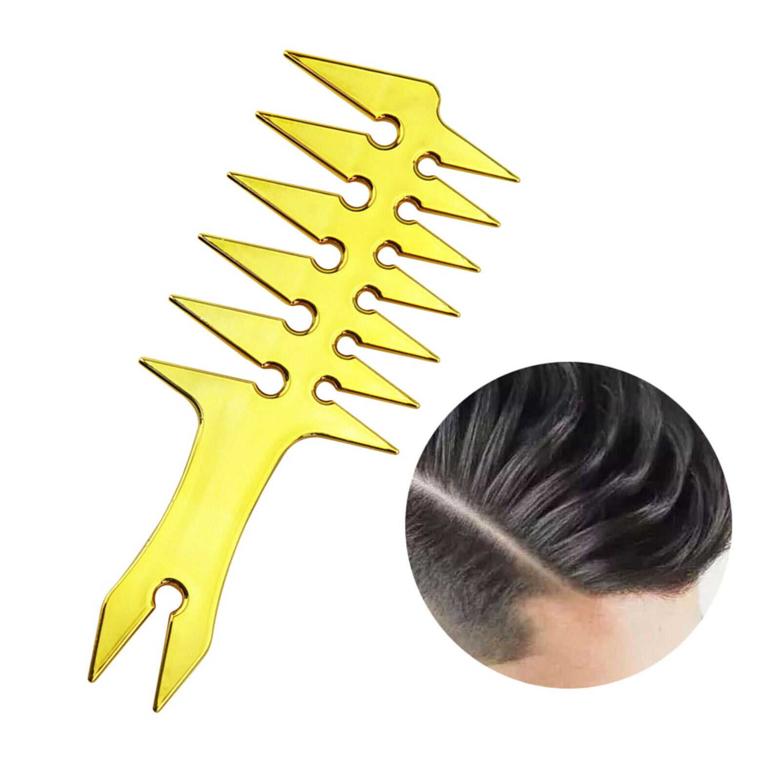 Men's Oil Head Comb Wide Fork Comb Barber for Slicked Back Hairstyle Golden