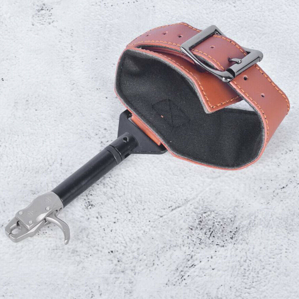 Bow Release Aid Cowhide Wrist Strap Quick Release Shooting Practice