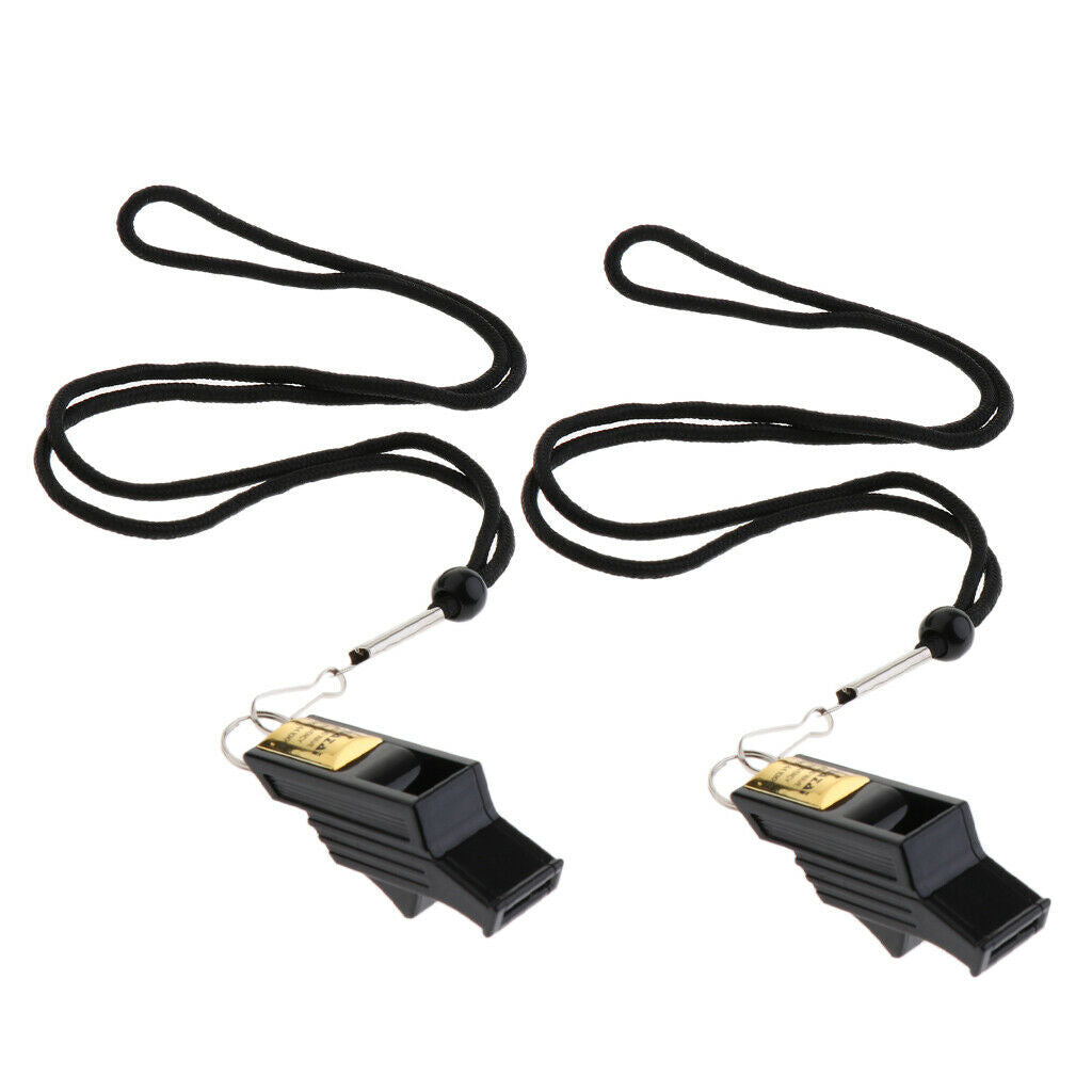 2 Set Safety Referee Whistle with Lanyard and Finger Grip for Football