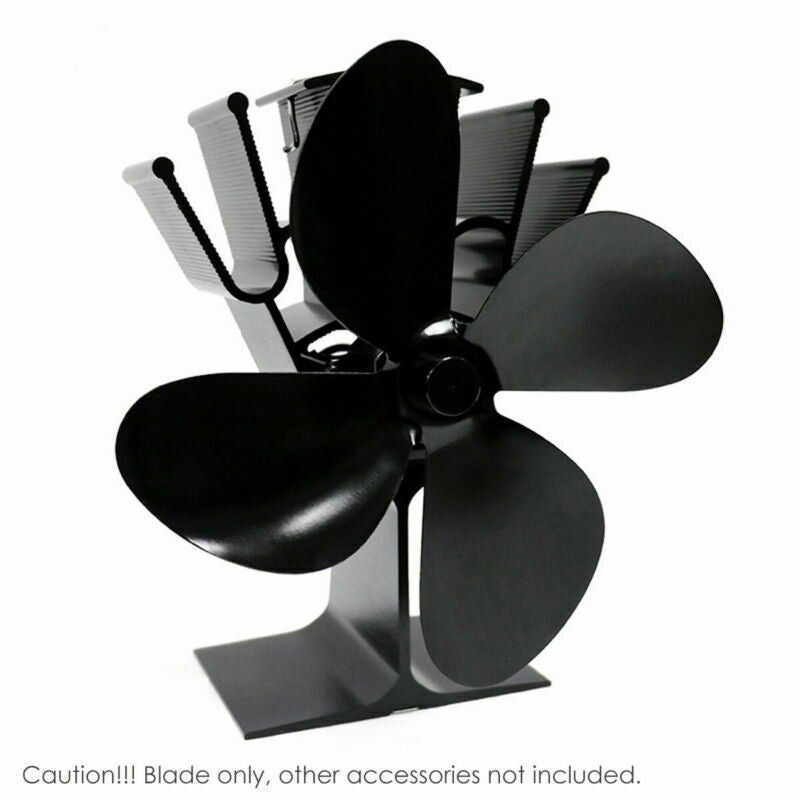 4 Blades For Heat Powered Wood Stove Fan Wood Burner Fireplace Eco Friendly Fan