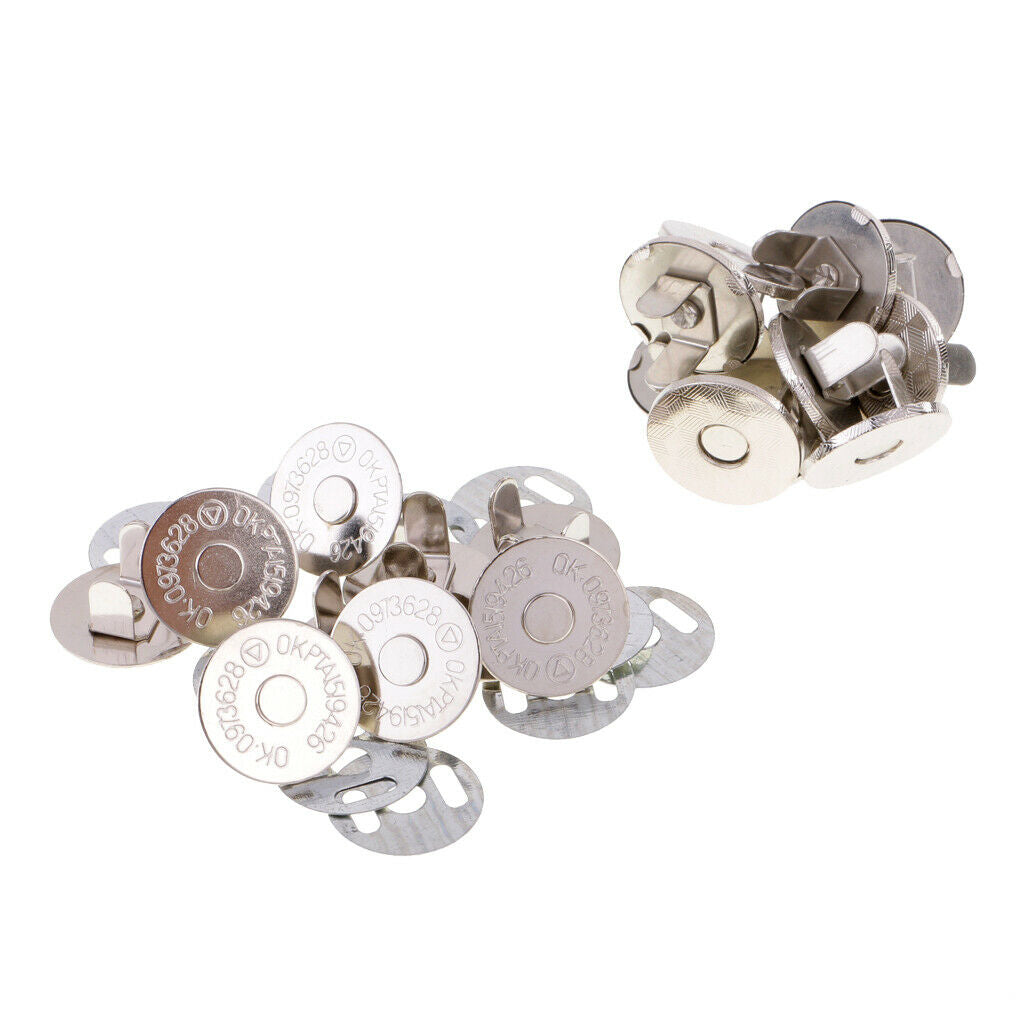 20 Sets Bag Purse Clasps Sewing Buttons Magnetic Metal Snaps Fasteners