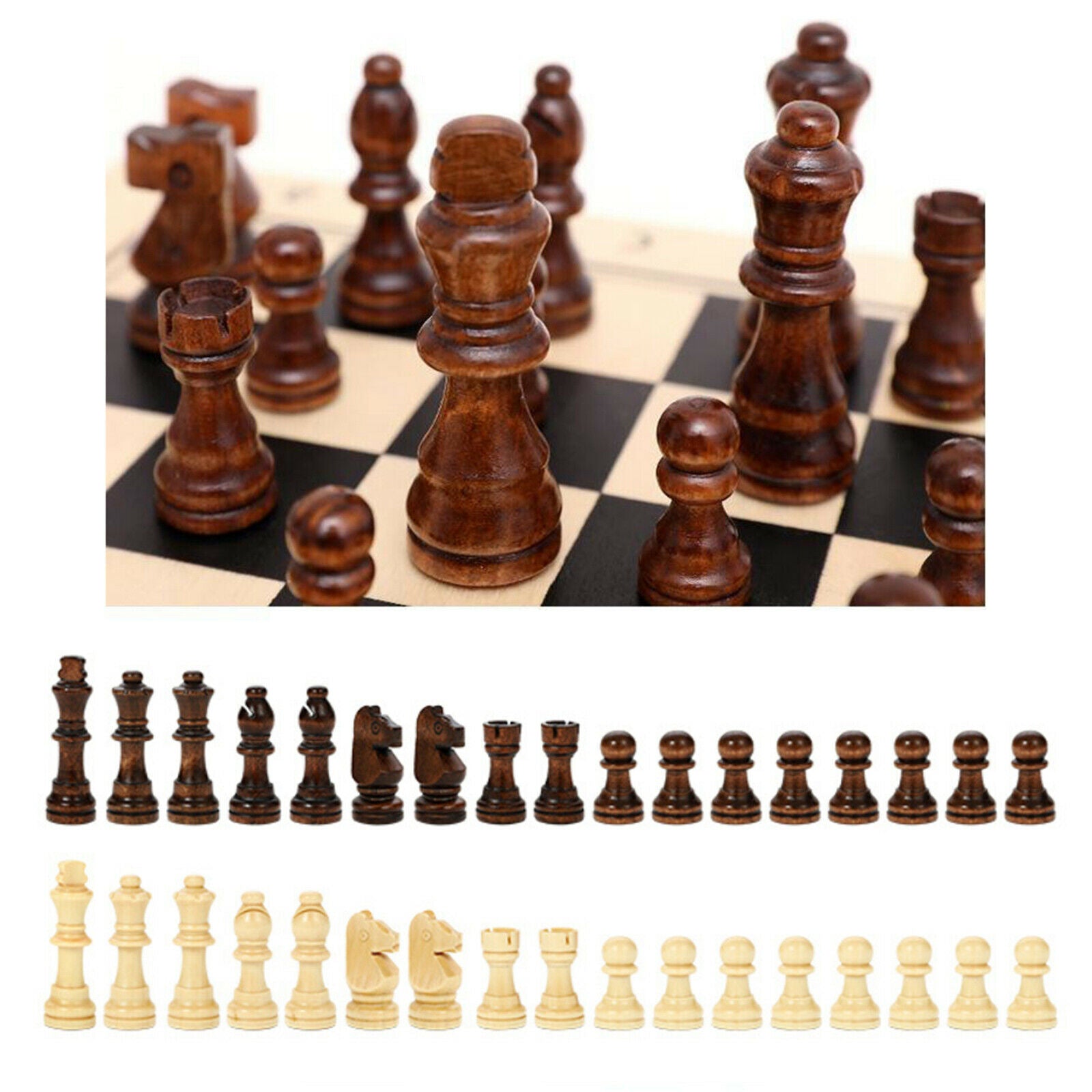 Folding Magnetic Wooden Chess Kit Foldable 15x15" Board for Adults Kids