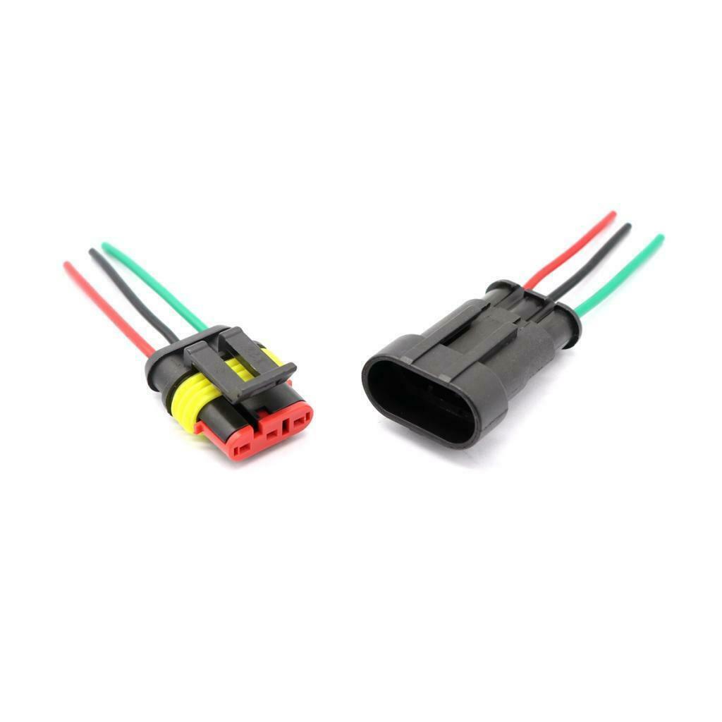 Set Of 10 3-Pin Cable Plug Connector, Car Waterproof Electrical Plug With Wire