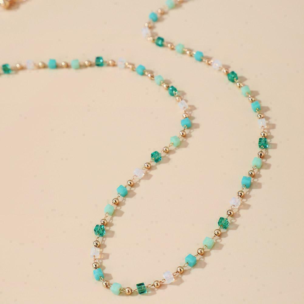 Boho Colorful Bead Chain Choker Necklace Women Charm Party Gift Handmade S8D6