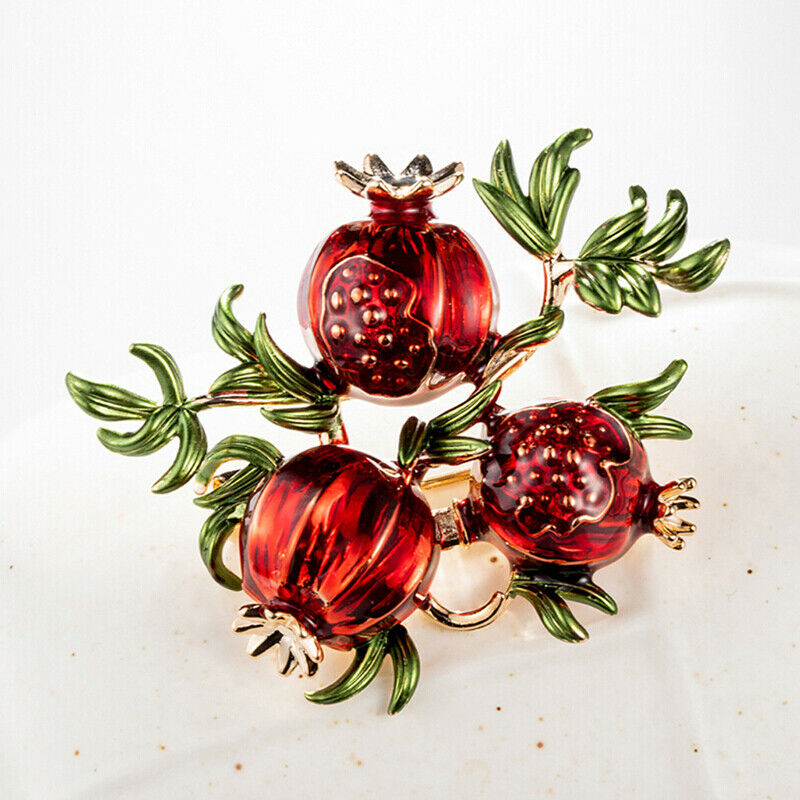 Trendy Enamel Pomegranate Fruit Brooch Lapel Pin Clothing Scarf BadgesJewel N_DD