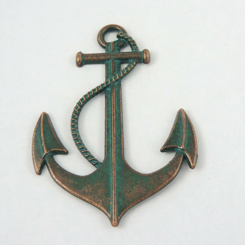 6pcs Retro Anchor Alloy Charm Patina Bracelet Pendant DIY Making Craft 55*40*2mm