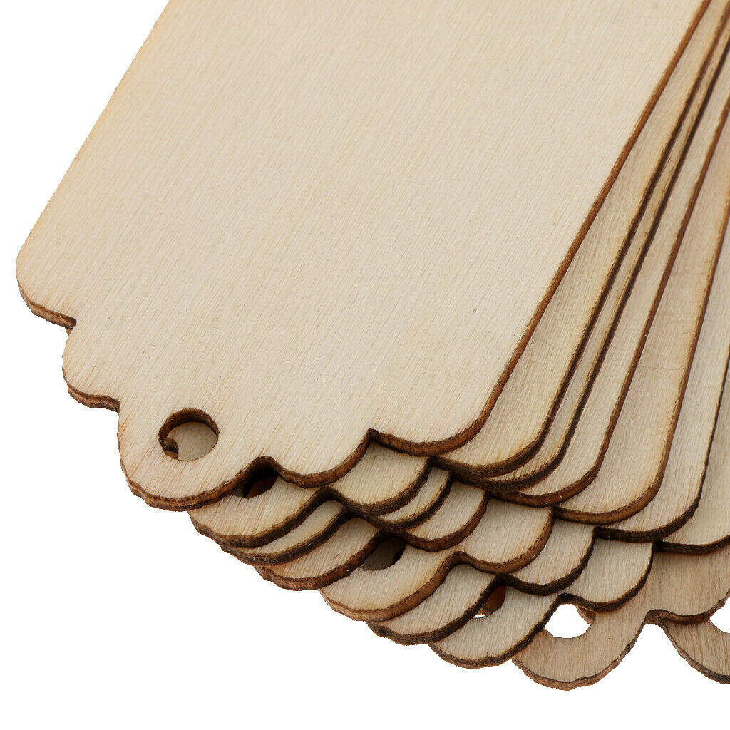 10pcs Unfinished Wood Decor Window Tags Board Decor Wooden Crafts Ornaments