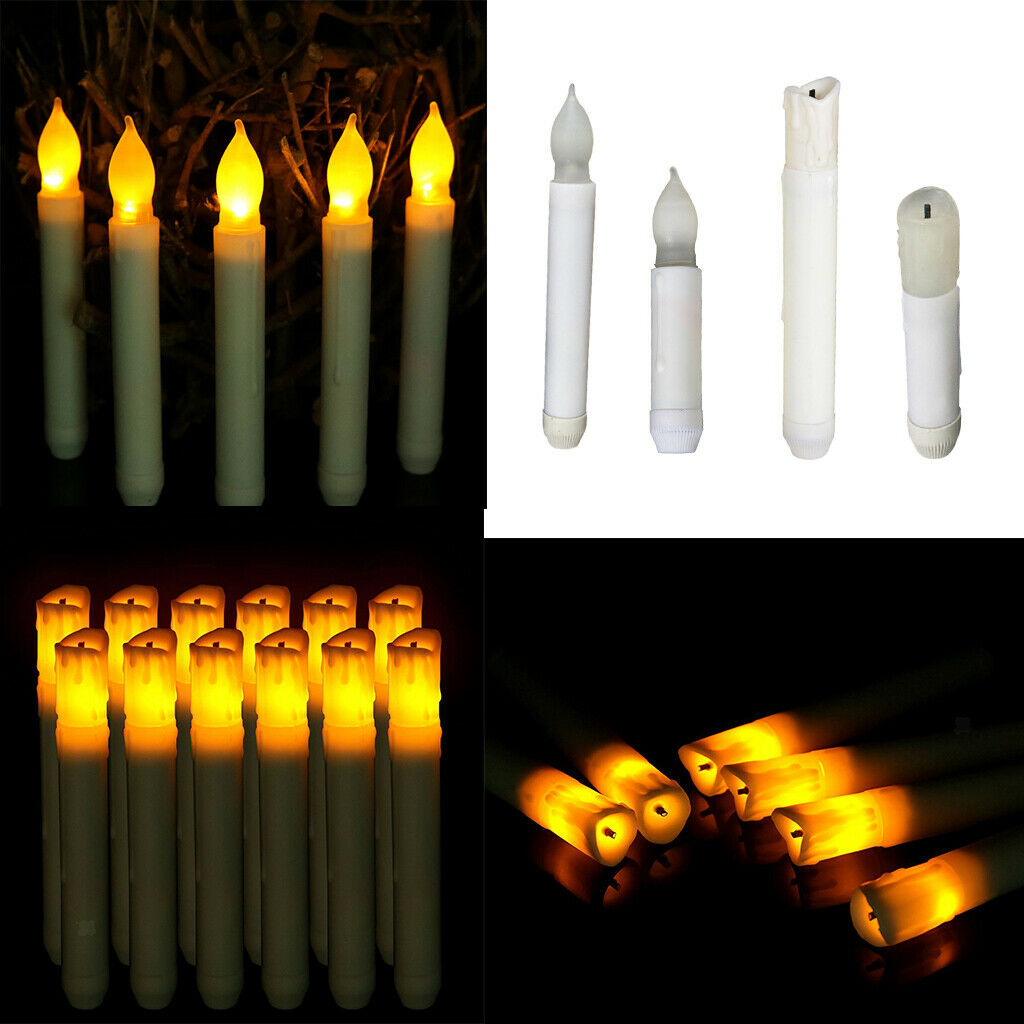 12pcs 165mm Battery Powered LED Taper Candle For Church Home Party