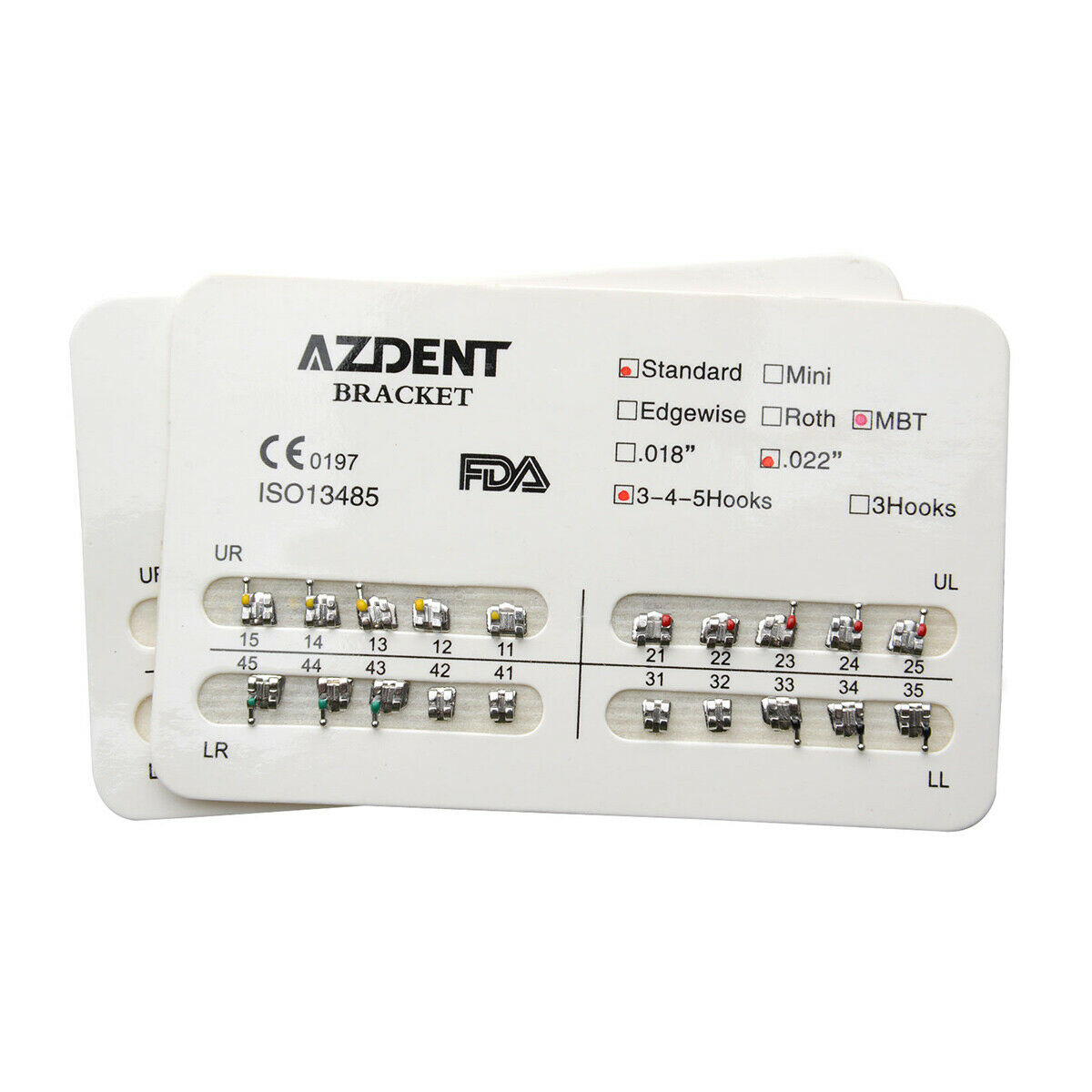 50XDental Ortho Brackets Standard MBT Slot 022 3 4 5 Hooks AZDENT USA