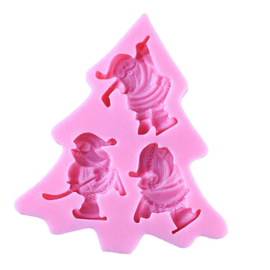 Silicone Christmas Skiing Santa Mold for Fondant Cake Making Baking Tool