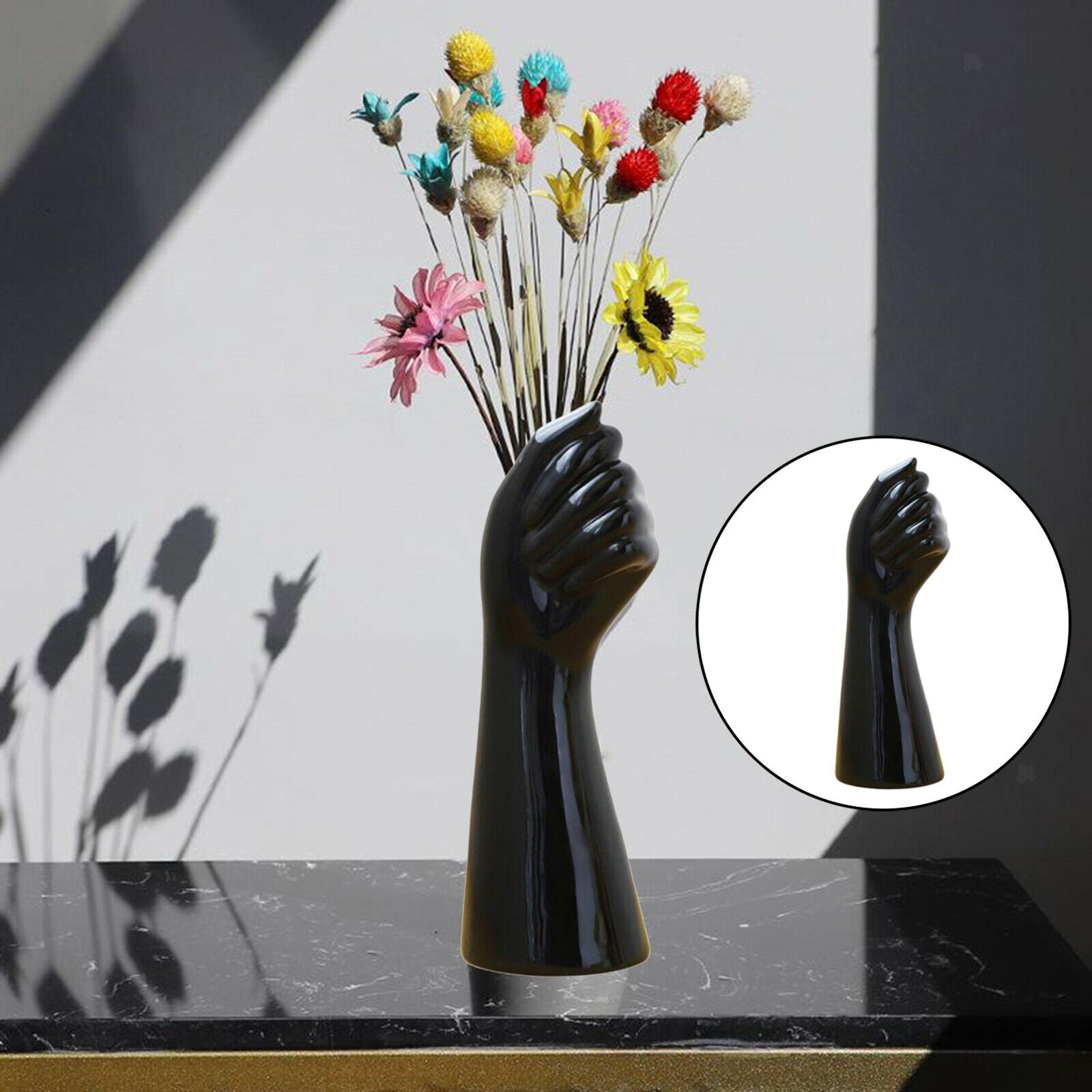 Nordic Ceramic Hand Shape Vase Holder Flower Arrangement Pot Creative Decor