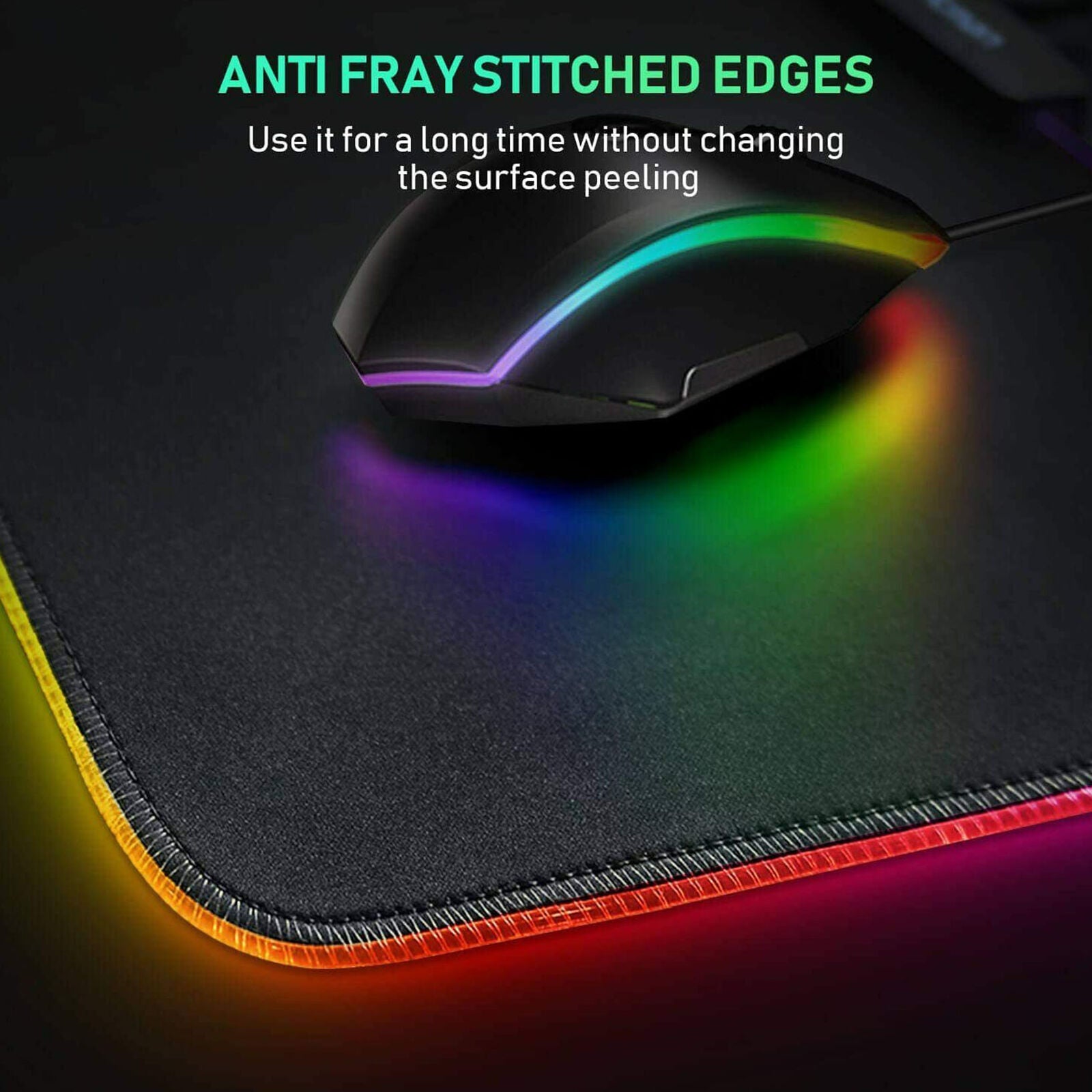 RGB Gaming Mouse Pad Large Color LED Lighting Wired USB 13.8 x 9.8 Inches