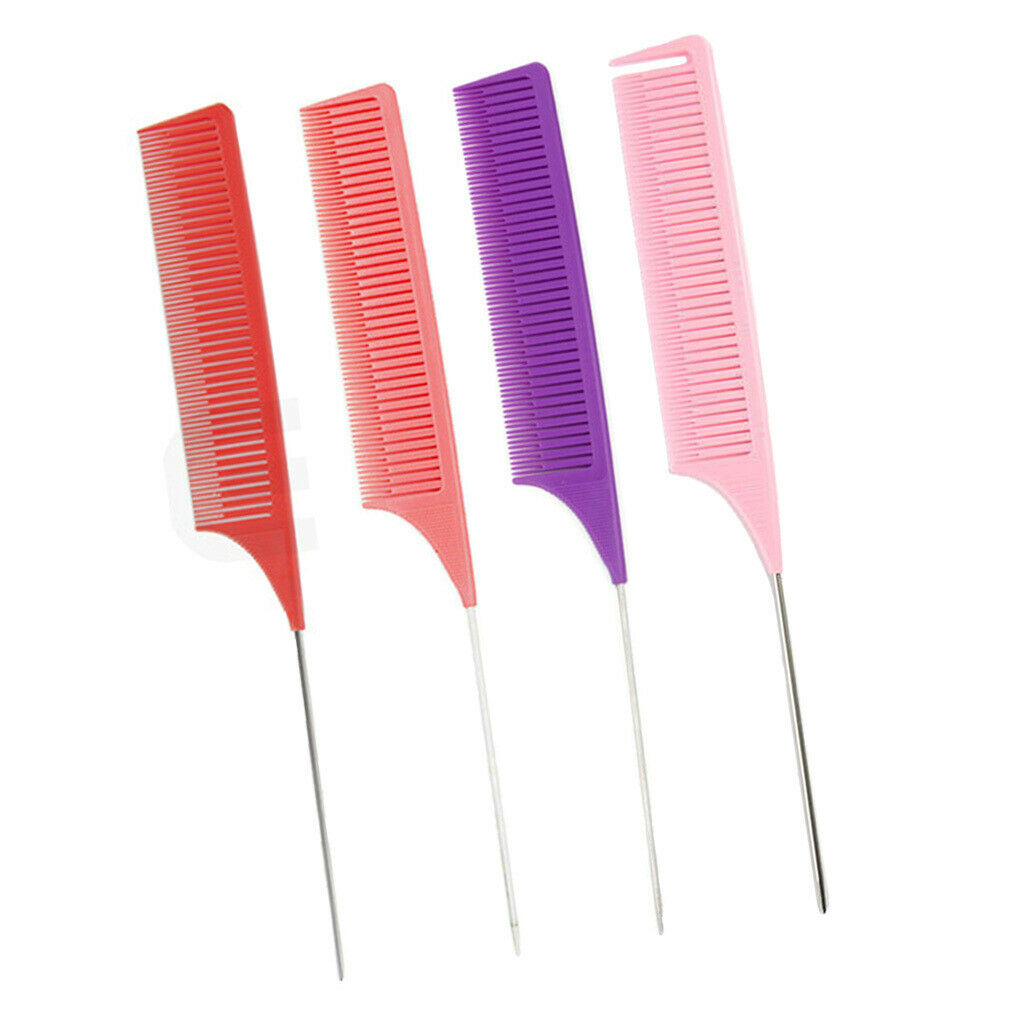 4x ABS Fine-tooth Weave Highlighting Foiling Hair Comb for Salon Pin Tail