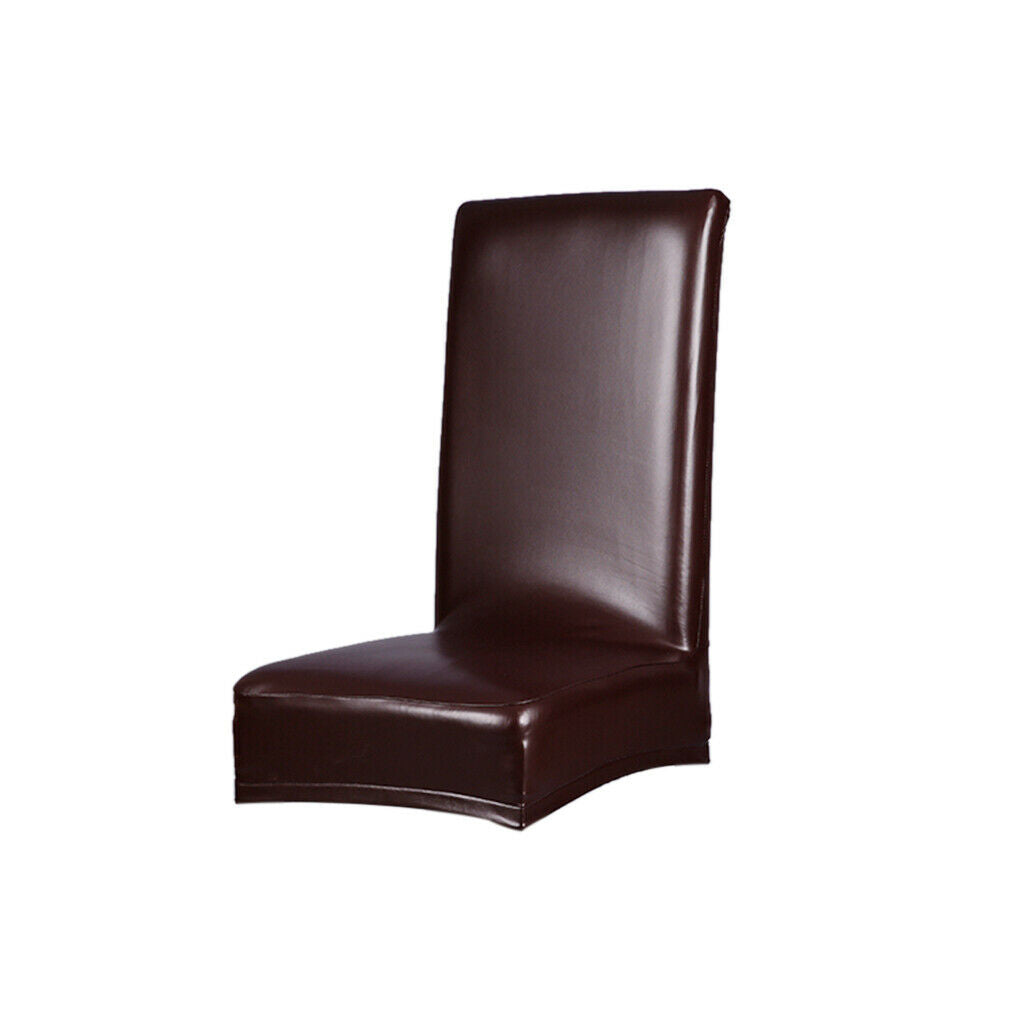 2xHome Restaurant Chair Siamese Elastic Leather Cover Brown E