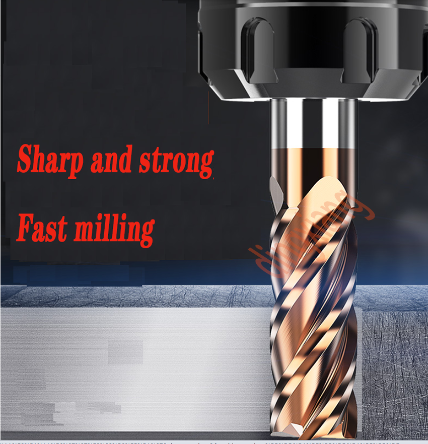 1PC55° 4-Flute Tungsten Steel Milling Cutter CNC Machining End Mill 6*50*6*15mm