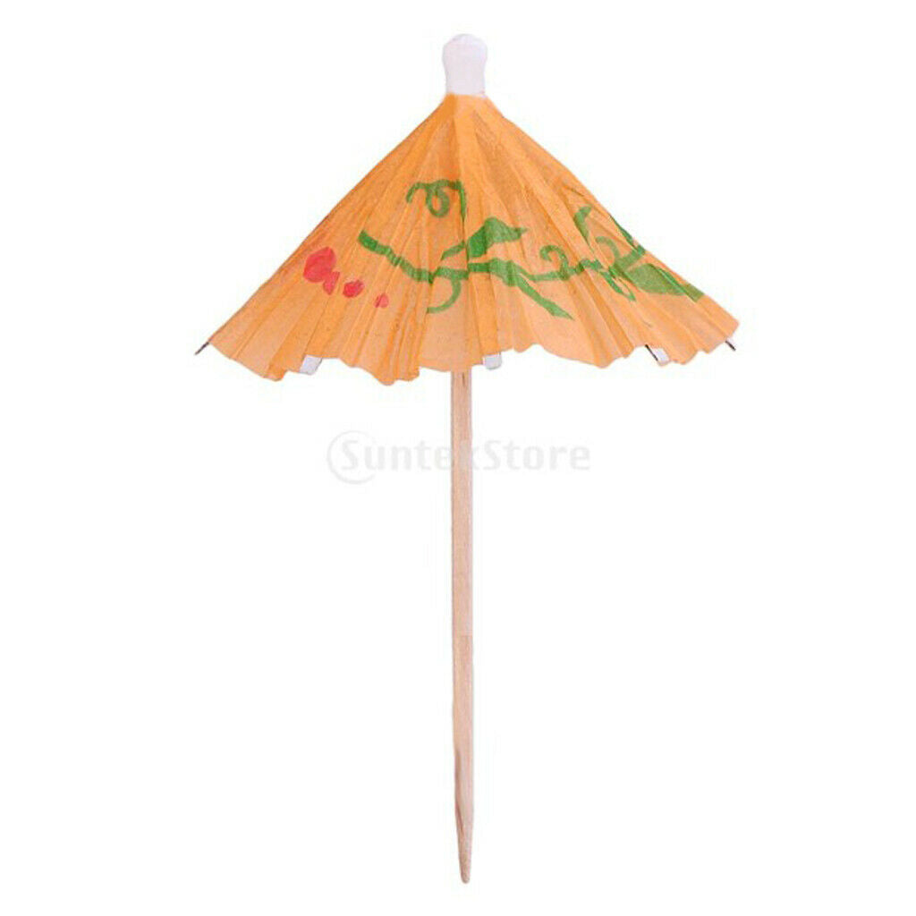 50x Colorful Tropical Hawaiian Parasol Umbrella Cocktail Party Drinks Picks