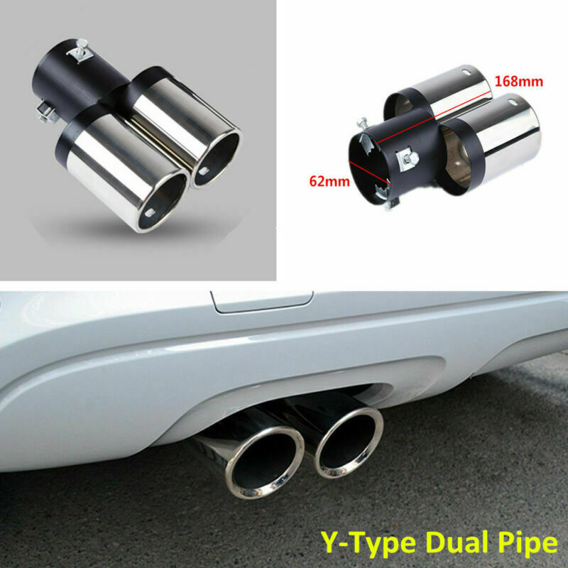 Chrome Stainless Steel Auto Car Exhaust Pipe Muffler Tip Tails Y-Pipe Dual Pipes