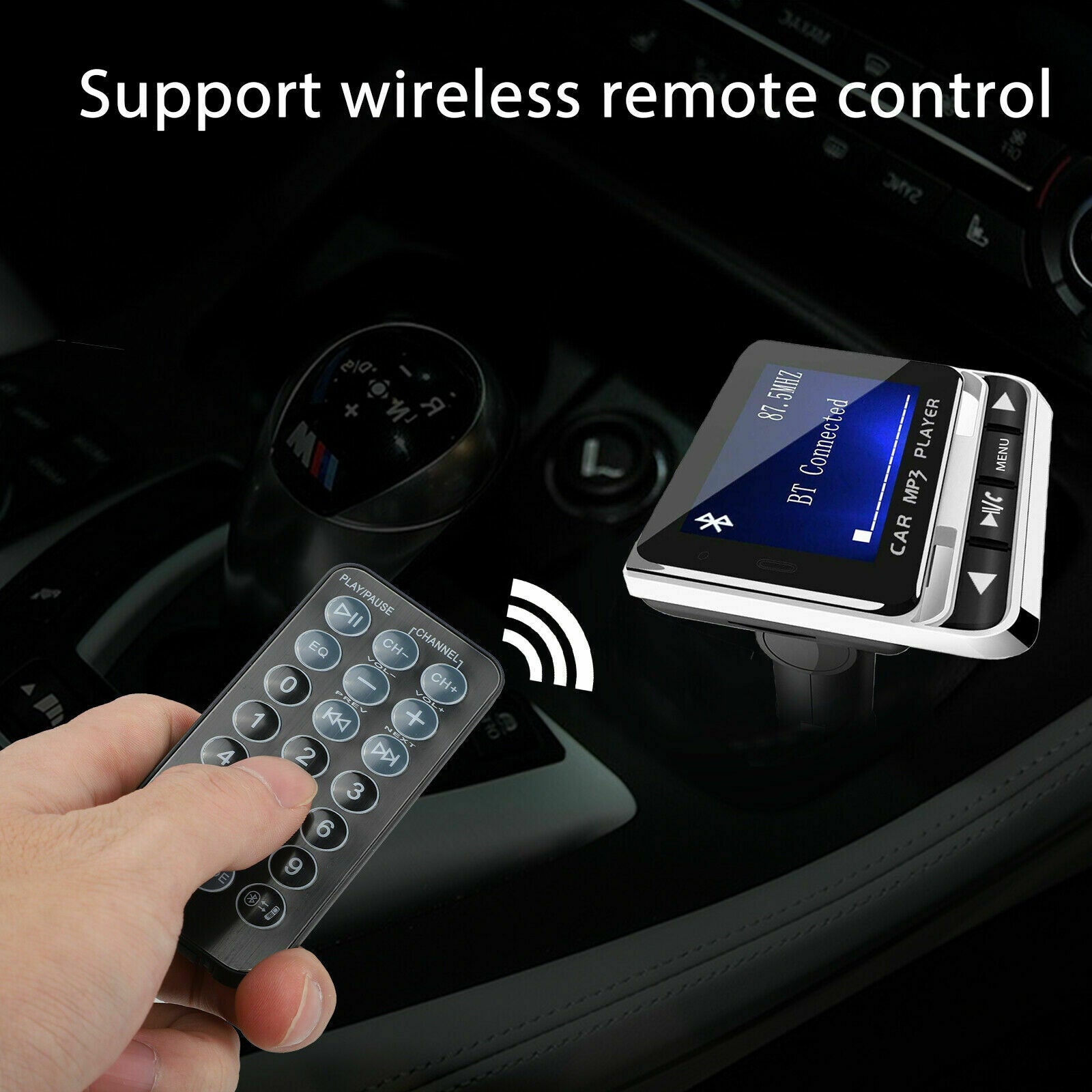 Car Wireless Bluetooth FM Transmitter Aux USB Charger Hands-Free Call 1.4 inch
