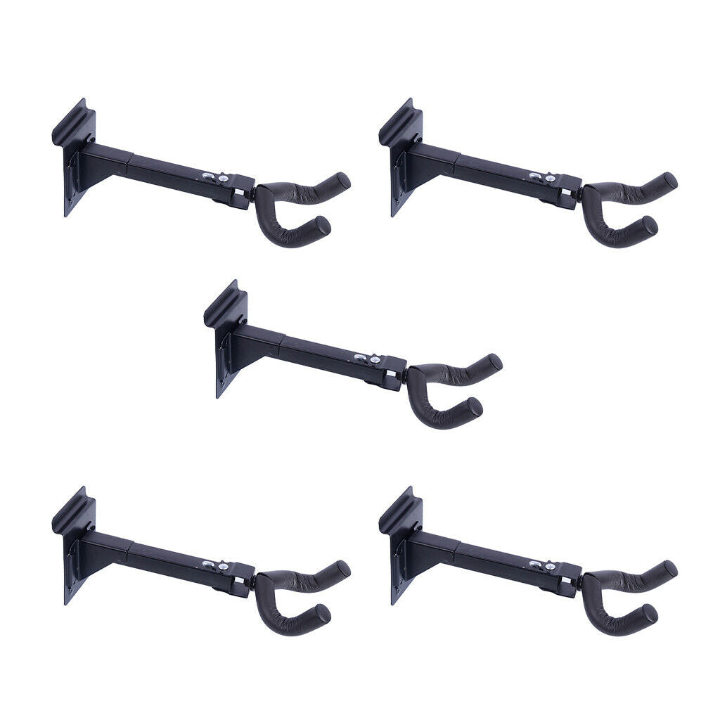 Set of 5, Guitar Wall Hanger Holder Storage Display Stand Bracket Set Black