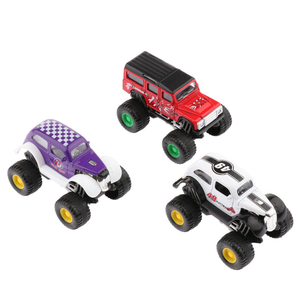3 Pieces Assorted Car Toys - Mini Die-cast Cars And Pull Back Vehicles For