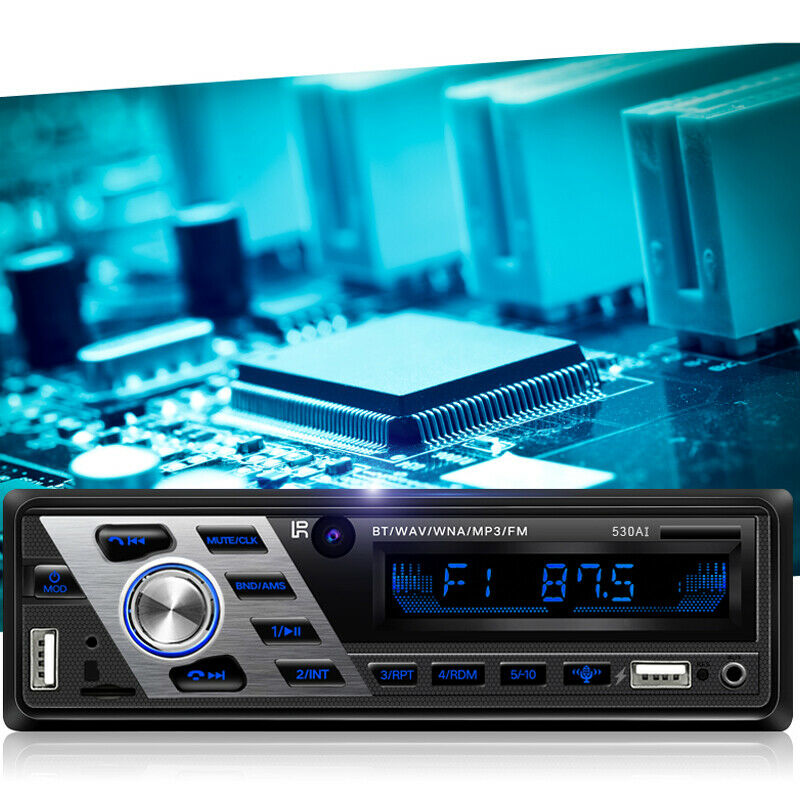 Dual USB Car Stereo MP3 Player Bluetooth Music AUX Radio Audio Voice Control 12V