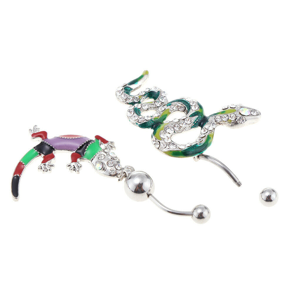 3 Pcs Fashion Enamel Navel Belly Button Rings Dangle Piercing Jewelry Stainless