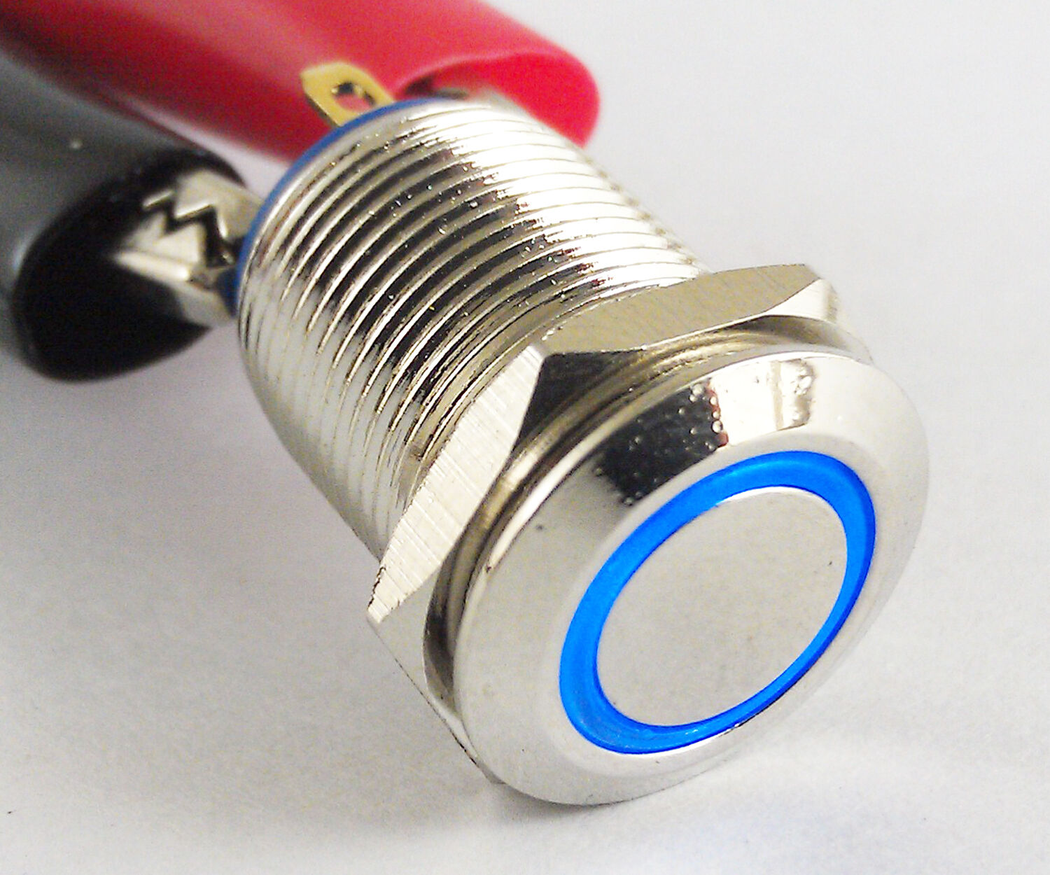 10pcs Metal Flat Top Push Button with Blue LED Ring Symbol Momentary Switch 12mm