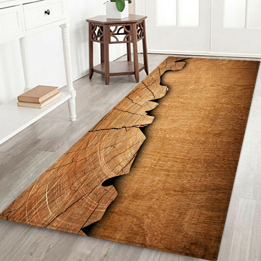 Durable Soft Warm Anti-slip Floor Pad Rug Wood Grain for Game House 60x180cm