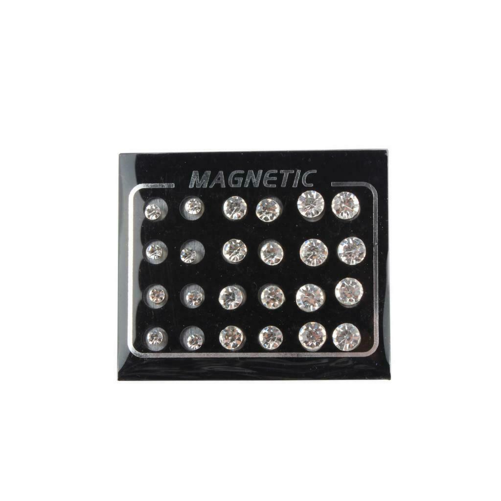 12 Pairs Cool Crystal Ear Studs Magnetic Earrings No Pierced Jewelry Men