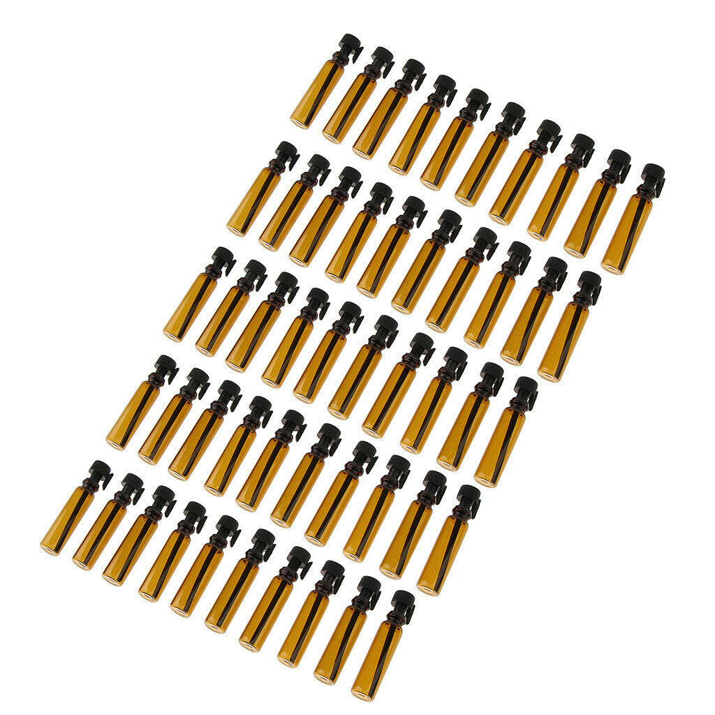 100Pc 1/2ML Empty Amber Glass Vials Essential Oils Bottle Small Makeup Container