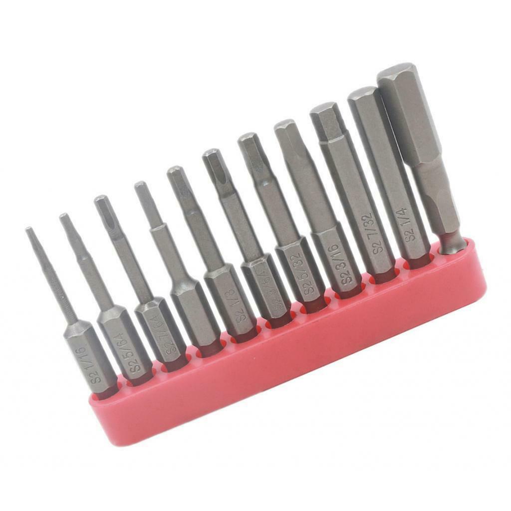 11Pcs British System Inner Hexagon Steel Wind Screwdriver Bits Set with Base