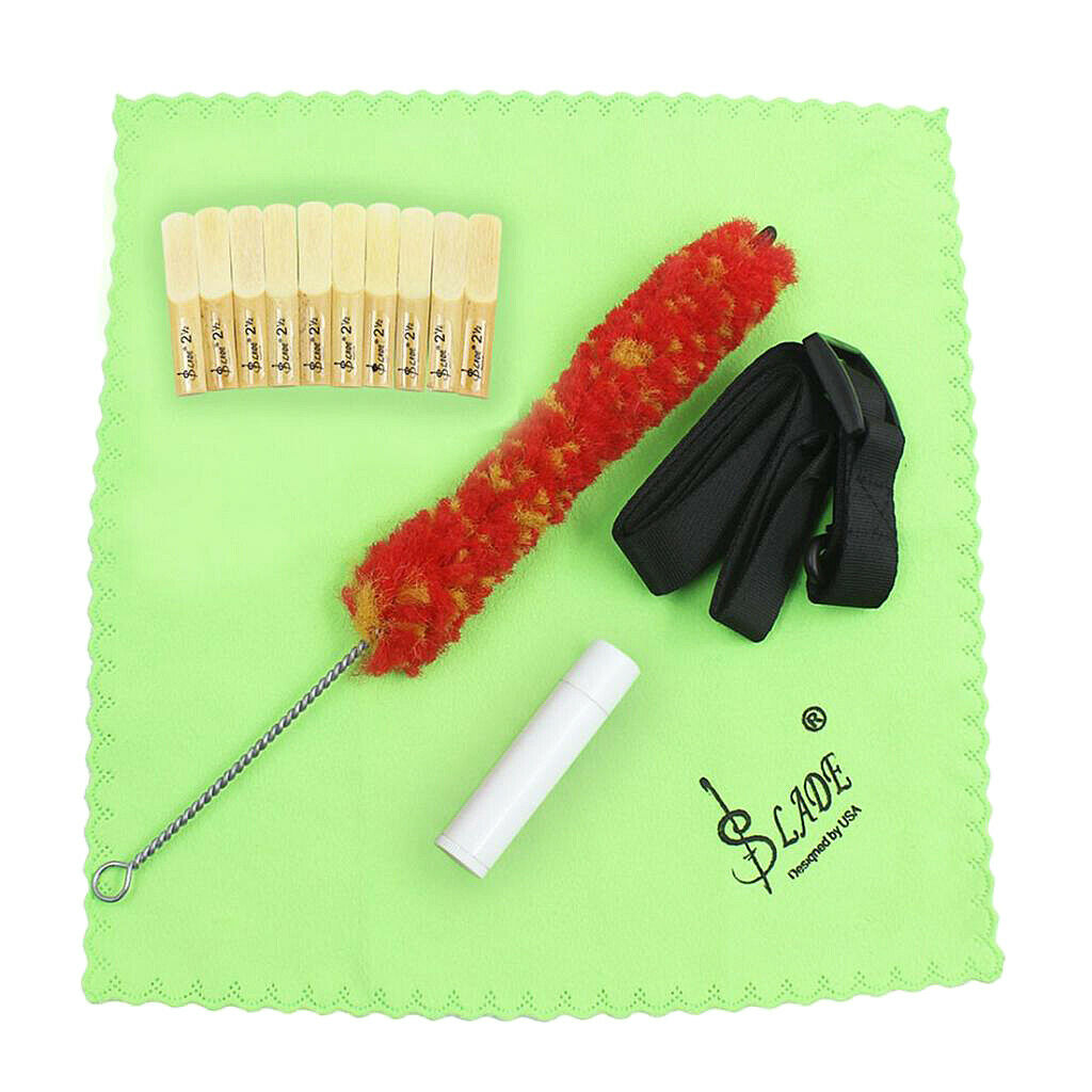 5 in 1 clarinet accessories kit reed + strap + cork grease + cleaning cloth,