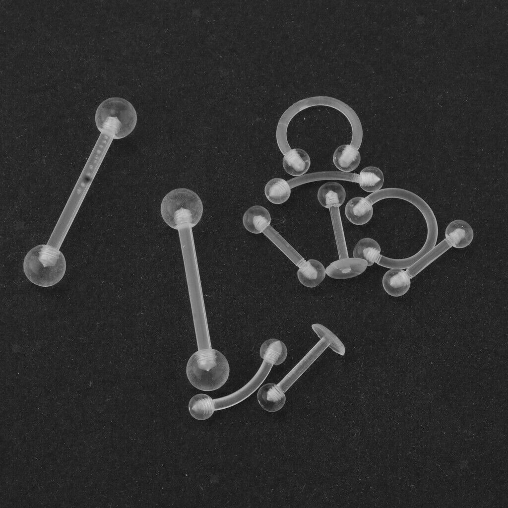 10Pcs Acrylic Body Jewelry Piercing Clear Retainer Nose  Lip Tongue