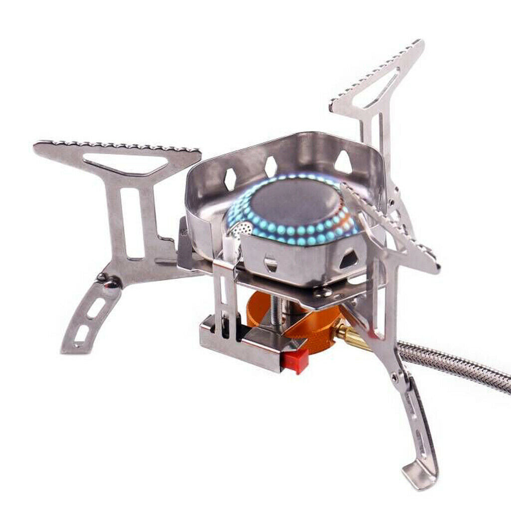 Windproof Camping Stove Backpacking Gas Stove Piezo Ignition Burner