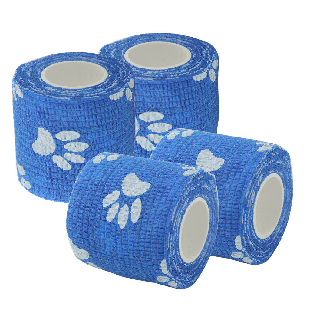 Vet Wrap Bulk Bandage Tape, Pack of 4, Cute Puppy Paw Printed Pet Bandage Wraps